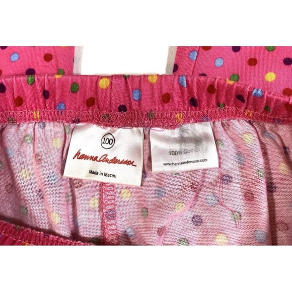 Hanna Andersson size 100 (4) Girls Pink Multicolor Polka Dot Pants Ruffle Hem - Picture 3 of 7